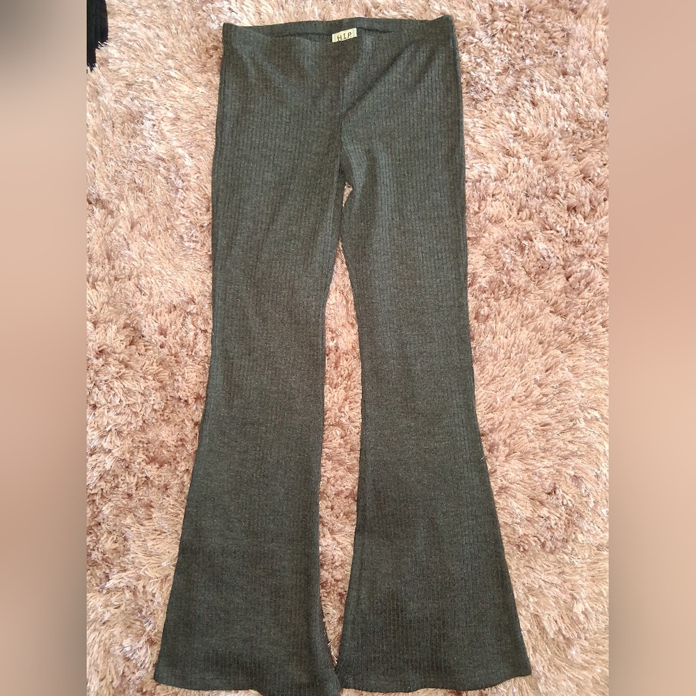 h.i.p. Ribbed Flare Pants in Gray. Never Worn